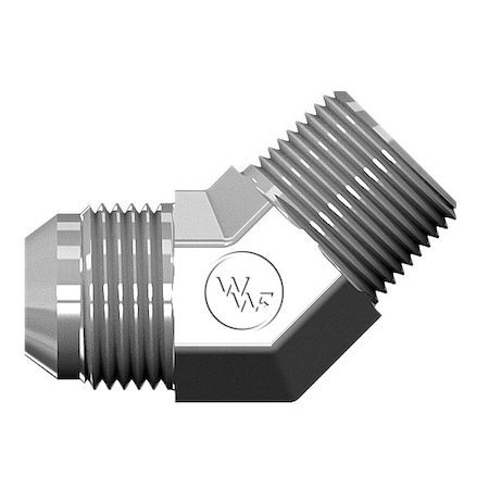 World Wide Fittings Male JIC to Male British Pipe Straight Thread 45 Degree Elbow 7100X04X04